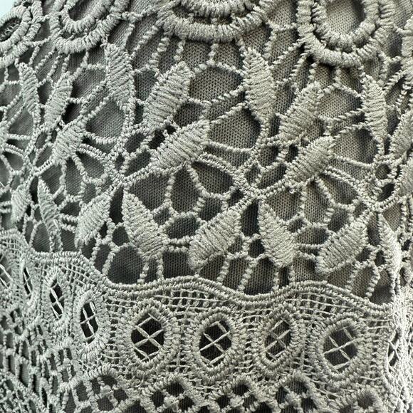 Spense Olive Green Crochet Lace Maxi Tank Dress Womens Medium V-Neck Sleeveless - Picture 7 of 14